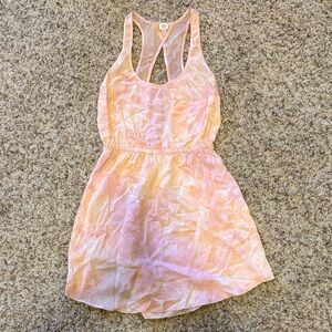 Wilfred Pink Peach Tie-Dye Silk Mini Dress